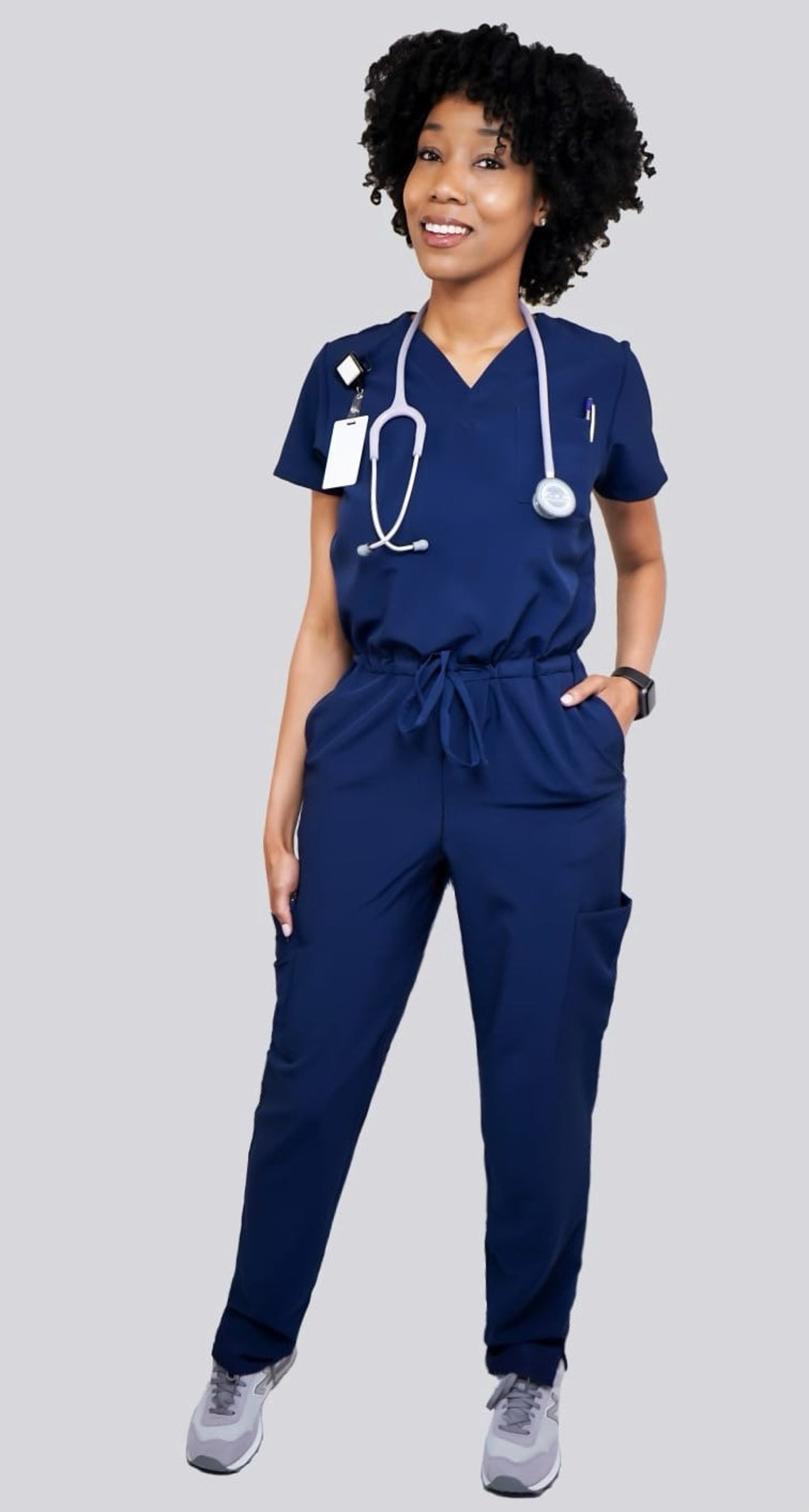 Navy blue jumpsuit scrub Etsy
