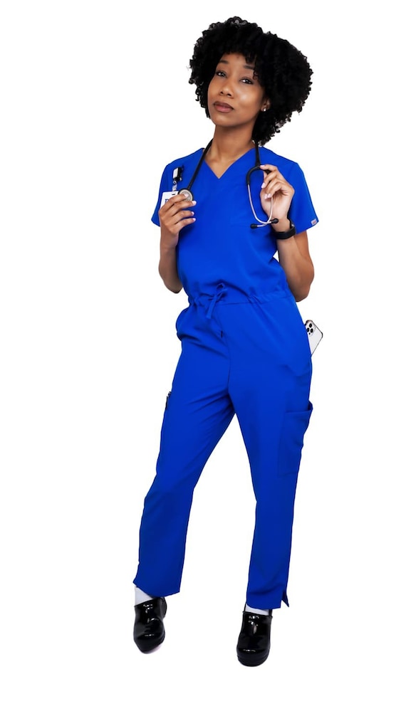 Royal Blue Jumpsuit Scrub AKA workaholic Soft Stretch | Etsy