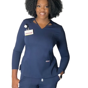 Navy blue scrub set AKA ‘Spicy’.