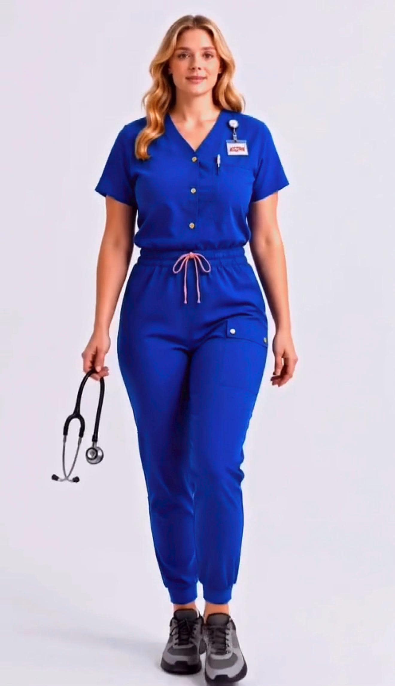 Royal Blue jumpsuit scrub with front button