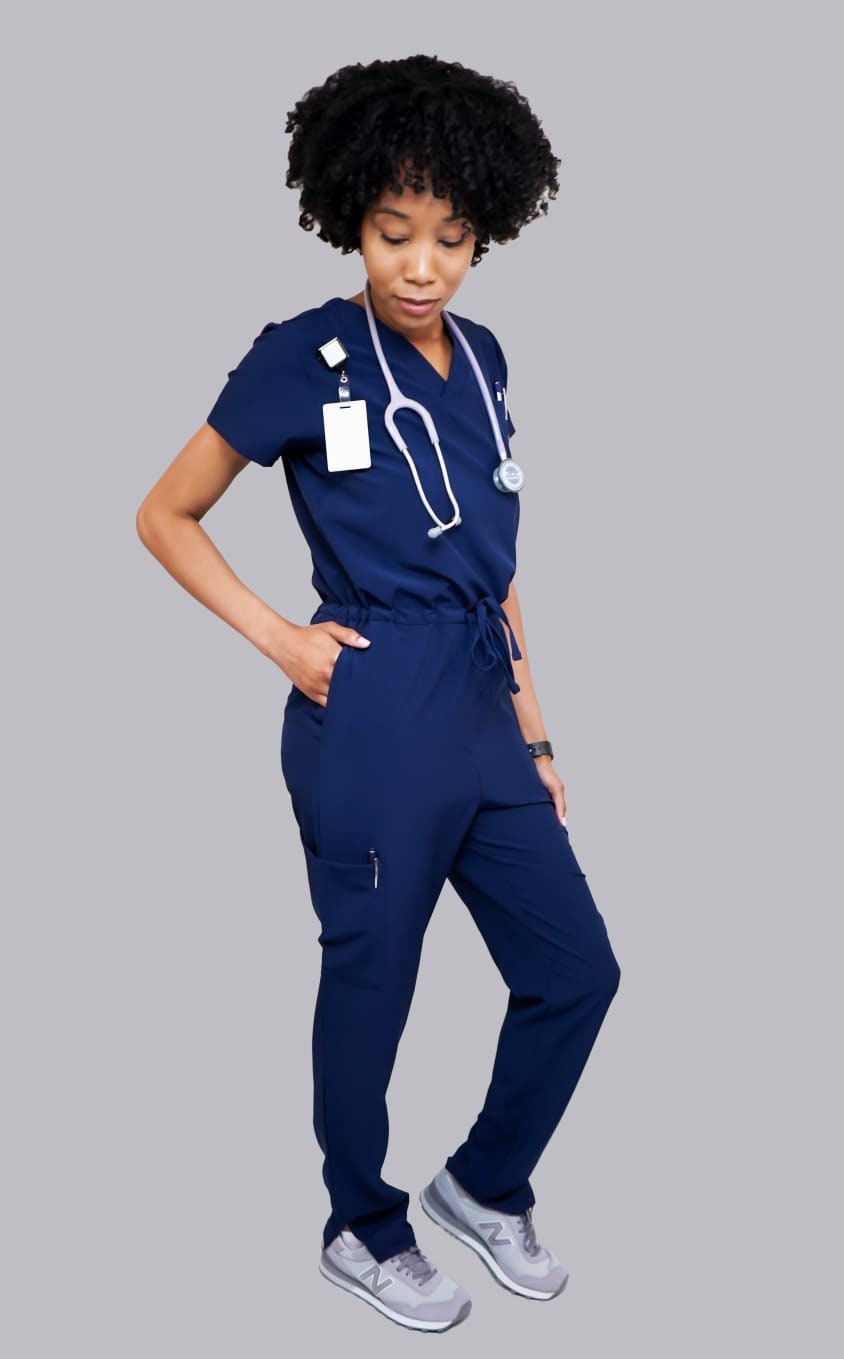 Navy Blue Jumpsuit Scrub Soft Stretch Fabric. Has Zipper at the Crotch ...