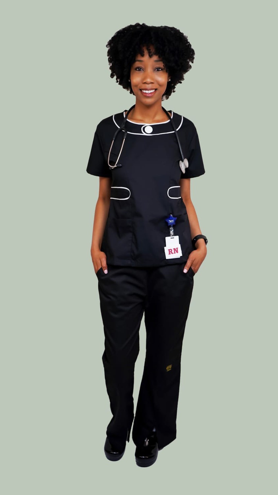 Trendy Jumpsuit scrub with front button and jogger leg - Joccini
