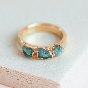 Raw Emerald Ring May Birthstone Ring Genuine Emerald Birthstone Raw ...