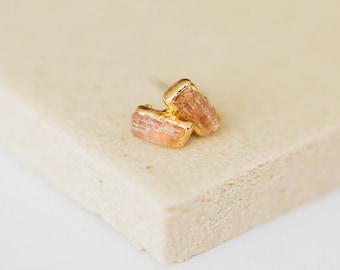 raw topaz birthstone jewelry, november birthstone earrings, tiny topaz gold studs, best friend birthday gift, yellow topaz earrings