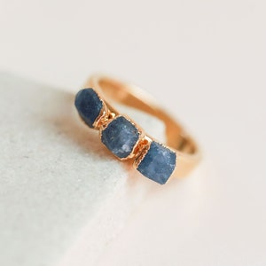 blue sapphire ring september birthstone ring raw birthstone jewelry sapphire crystal ring gemstone stacking ring image 2