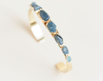 raw sapphire cuff | sapphire bracelet | blue sapphire bangle | september birthstone cuff | september birthstone bracelet | aquamarine cuff