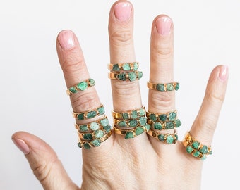 raw emerald ring | may birthstone ring | genuine emerald birthstone | raw emerald jewelry | may birthstone jewelry | emerald crystal ring