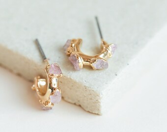DV Jewels Rose Quartz Hoops
