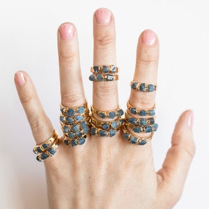 blue sapphire ring september birthstone ring raw birthstone jewelry sapphire crystal ring gemstone stacking ring image 4