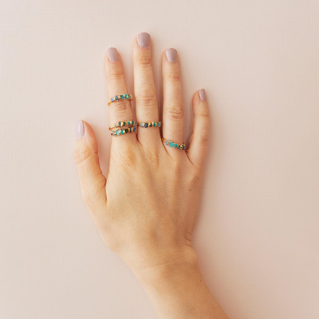 Turquoise Birthstone Ring, December Stacking Ring Gift, Raw Crystal ...