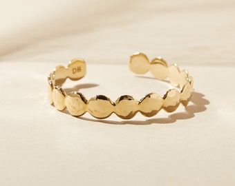 chunky gold cuff bracelet, simple gold hammered bracelet, minimalist dot bracelet, everyday layering bracelet, silver bangle bracelet