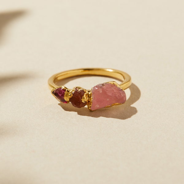 morganite ring | garnet ring | birthstone ring | stacking rings | gemstone ring | crystal ring | raw stone ring | morganite statement ring