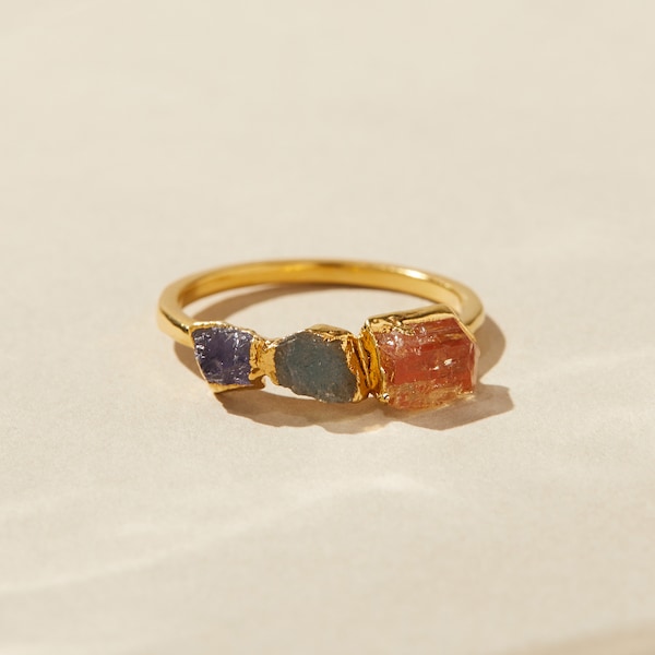 orange topaz ring, imperial topaz raw gemstone ring, natural labradorite gemstone ring, november birthstone ring topaz, blue iolite jewelry