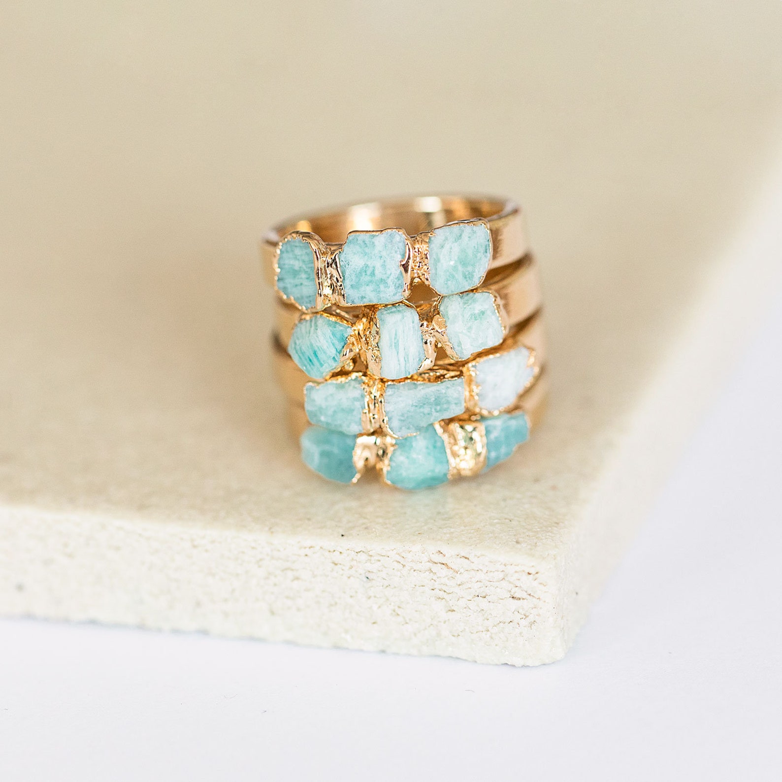 Amazonite Ring Crystal Ring Raw Gemstone Ring Gold Green Etsy