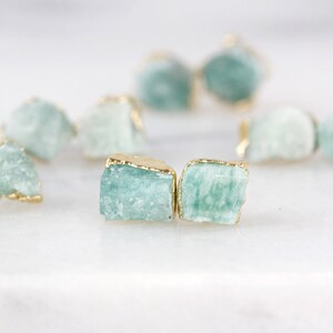jade studs | turquoise studs | crystal stud earrings | natural stone studs | raw gemstone studs | amazonite studs | raw amazonite earrings