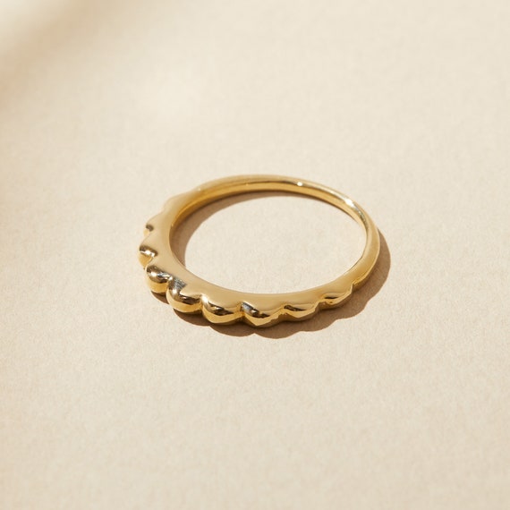 minimalist wedding band for women, gold stackable ring, knife edge ring, silver mountain nature ring, puffy ring band, trendy gold ring