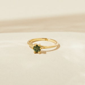 Green Tourmaline Ring, October Birthstone Ring, Tourmaline Birthstone Jewelry, Birthstone Stacking Ring, Green Crystal Ring, Solitaire Ring