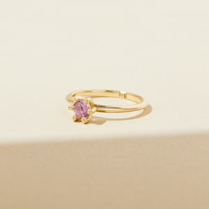 Amethyst Birthstone Ring, February Birthstone Jewelry, Birthstone Stacking Ring, Gemstone Solitaire Ring, Handmade Jewelry for Her
