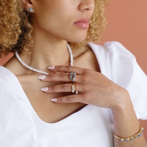 opal stacking ring, raw aquamarine ring, rough quartz ring, raw crystal ring, opal jewelry, gold opal ring, raw gemstone ring image 8