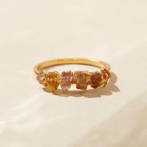 raw orange topaz ring, november birthstone ring, raw carnelian ring, dainty raw citrine ring for women, birthstone family ring, new mom gift