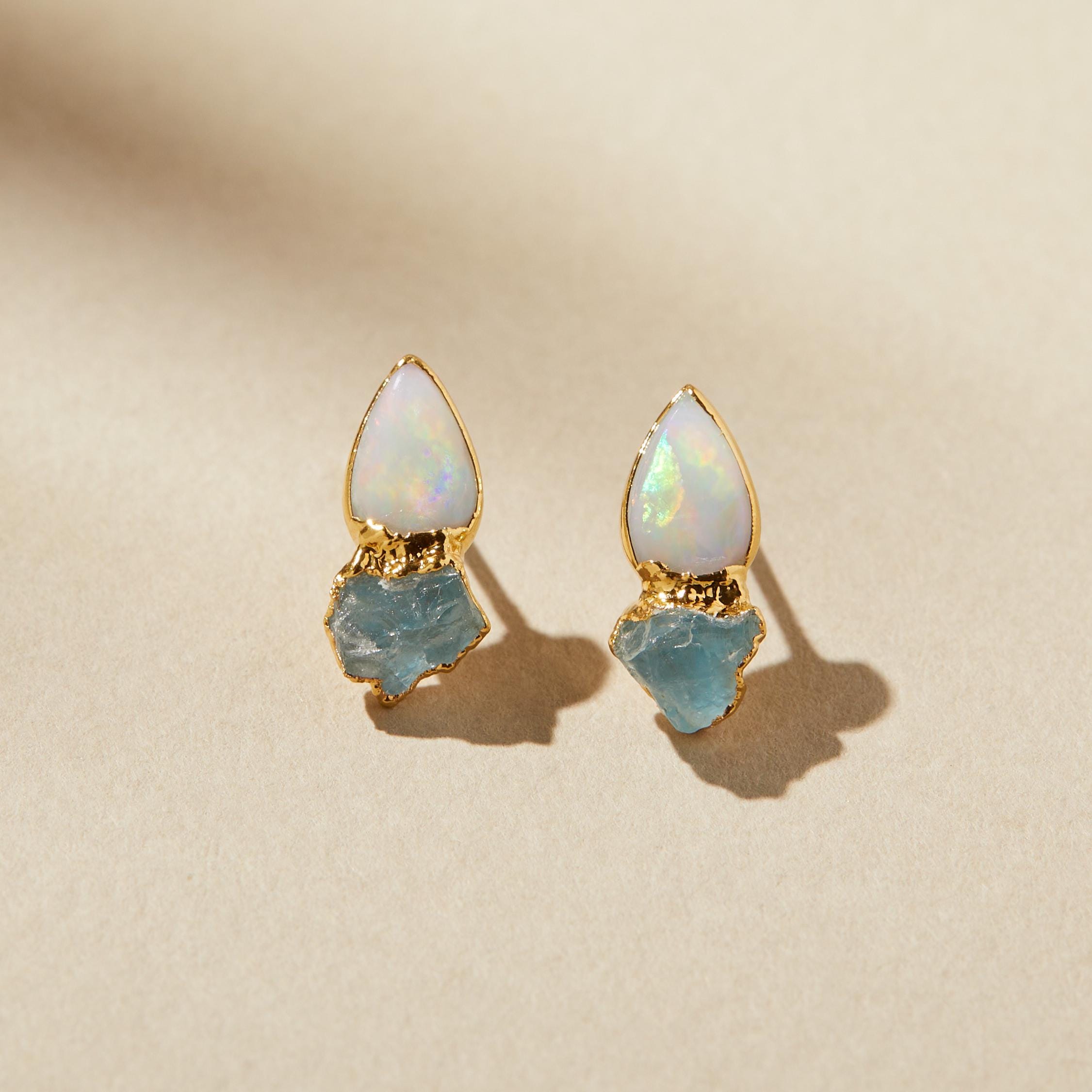 Opal Flower Earrings - Etsy