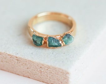 raw emerald ring | may birthstone ring | genuine emerald birthstone | raw emerald jewelry | may birthstone jewelry | emerald crystal ring