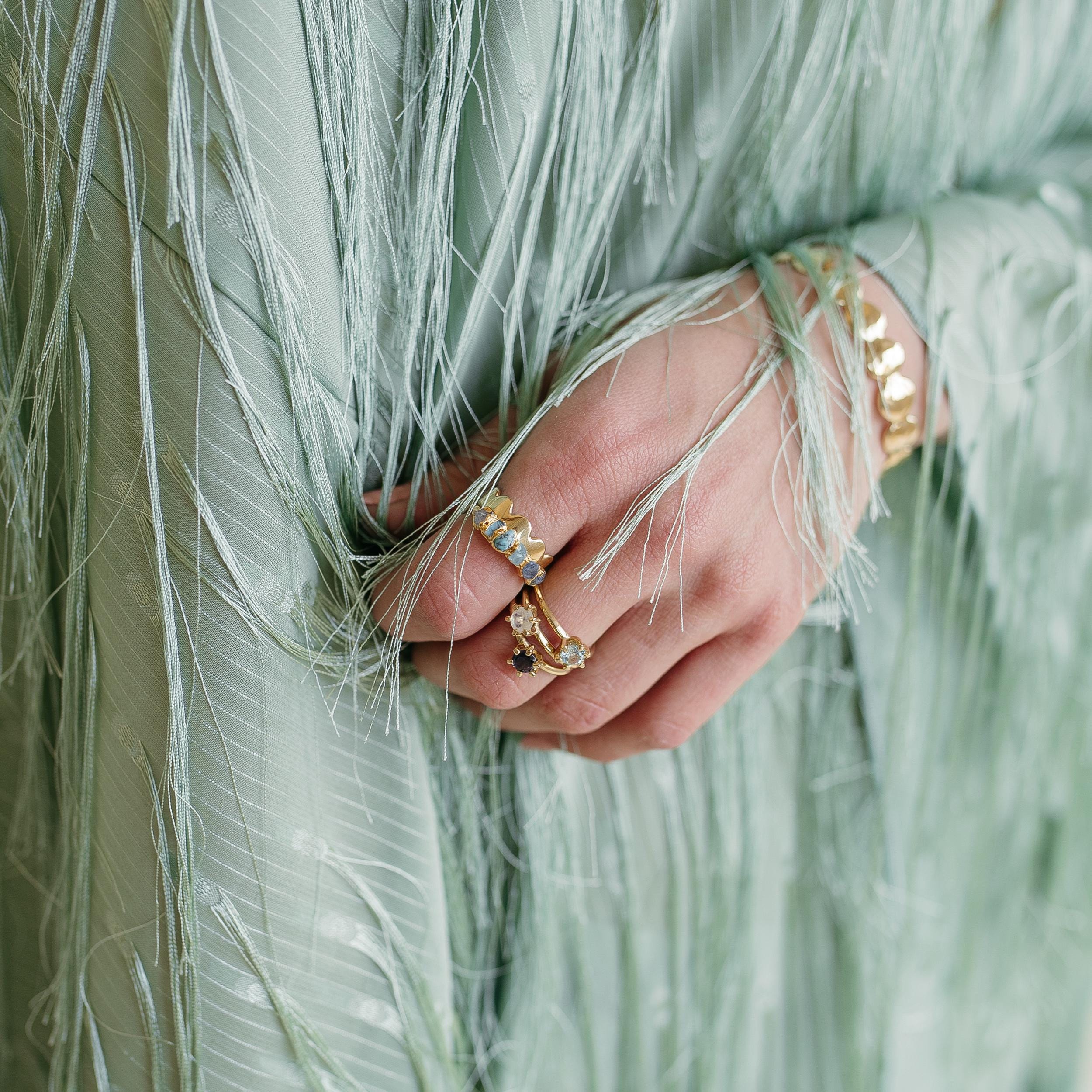 Turquoise Birthstone Ring, December Stacking Ring Gift, Raw Crystal ...