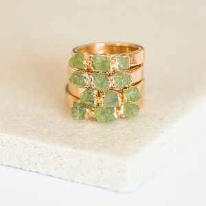 Green Peridot Ring Raw Peridot Stacking Ring August Birthstone Jewelry ...