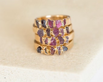 raw ruby ring | rough garnet ring | natural spinel ring | july birthstone ring | january birthstone ring | ruby crystal ring | mineral ring