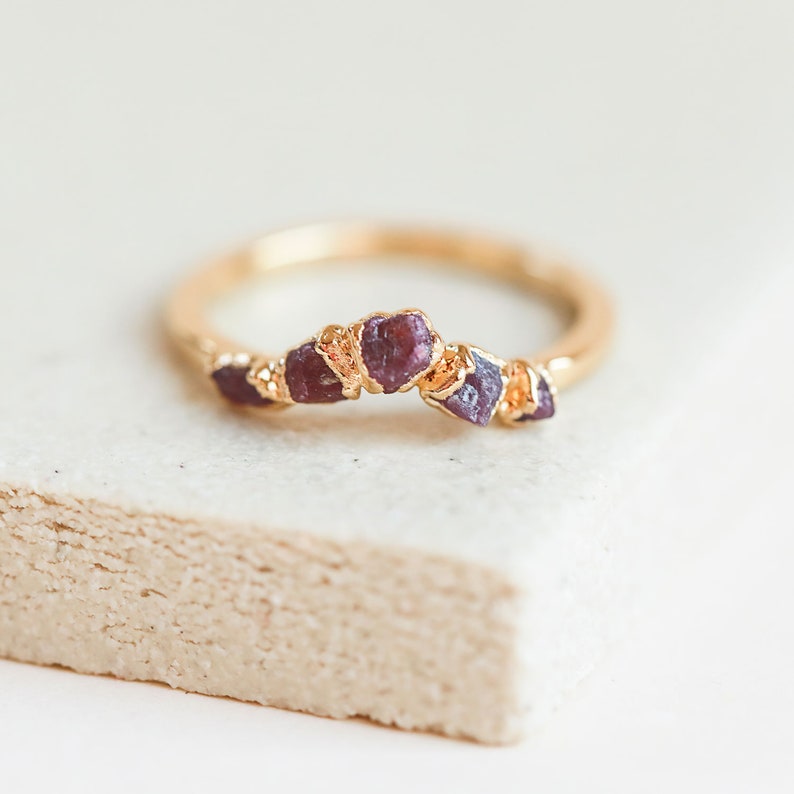 raw ruby ring | july birthstone ring | genuine red ruby ring | july birthstone jewelry | natural ruby ring | arch ring | wave ring | v ring 