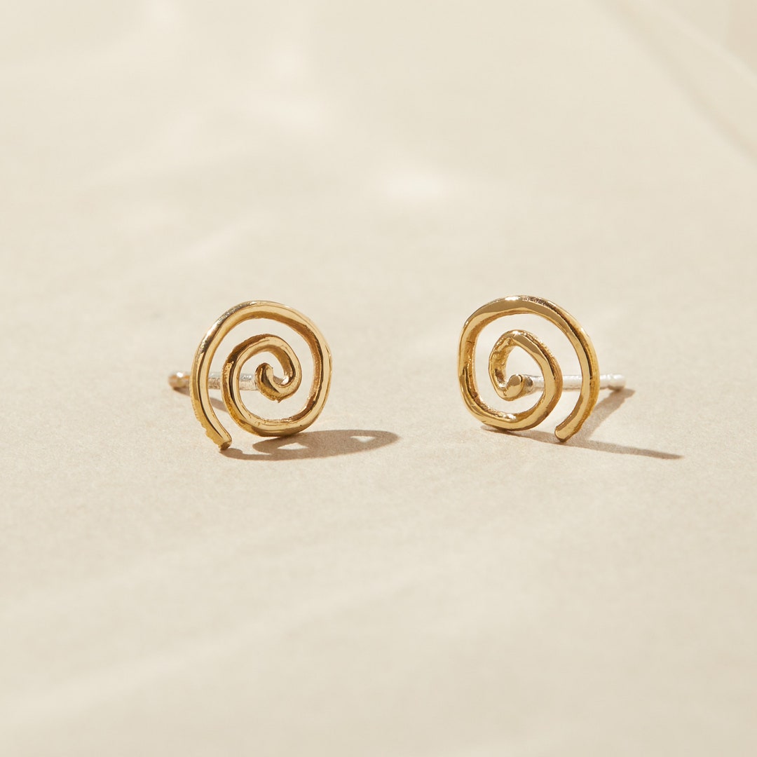 Spiral Hoop Stud Earrings - Gold Plate main image 1