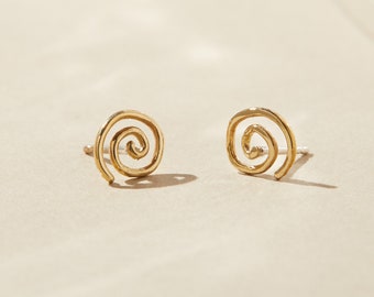 Artistic Earrings, Bold Statement Earrings, Minimalist Jewelry Gift, Gift for Artist, Gift for Nature Lover, Spiral Earrings, Coil Studs