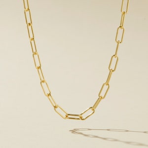 Charm Holder Necklace, Charm Clip Necklace, Chunky Chain Necklace, Gold Filled Paperclip Chain, Gold Fill Layering Chain, Thick Gold Chain