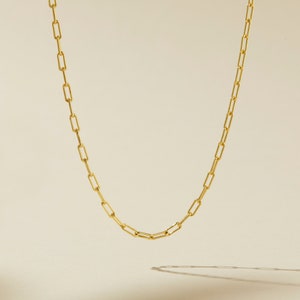 Chain Necklace with Charm Clip, Gold Filled Paperclip Necklace with Charm Holder, Gold Chain Necklace, Rectangle Link Choker, Layering Chain