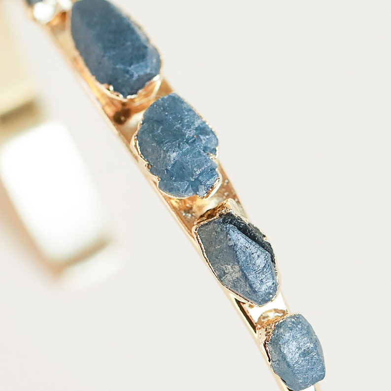 Handmade Crystal Bracelets, Boho Stacking Bracelets, Unique Gifts for Her, Aquamarine Crystal Bracelet, Genuine Sapphire Gemstone Cuff image 7