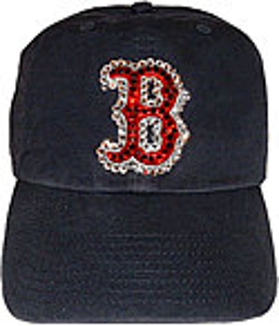 Swarovski Rhinestone Boston Red Sox Baseball Cap in Navy New 