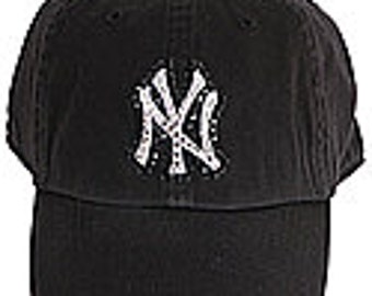 Swarovski Rhinestone New York Yankees Baseball Cap in Black Twins Enterprise One Size Fits All