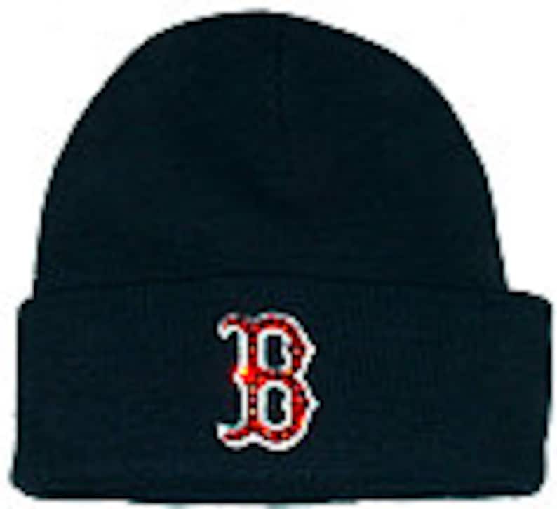 MLB Boston Red Sox Winter Knit Cap Hat Swarovski Crystal Etsy