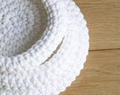 3 Crochet Baskets - white color