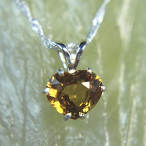 ZIRCON - Genuine Brilliant Golden Yellow Zircon Heart-Shaped .925 Sterling Silver Necklace