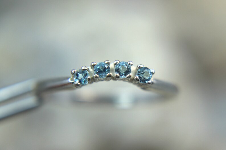 .925 Sterling Silver! MOONSTONE Faceted Rainbow Moonstone Engagement and Swiss Blue Topaz Wedding Ring Set