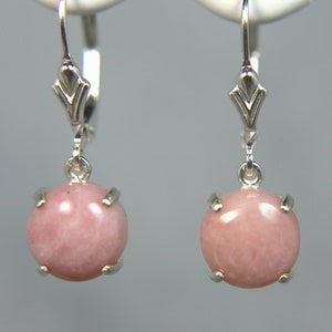 OPAL - Genuine Peruvian Pink Opal .925 Sterling Silver Dangle Earrings October Birthstone
