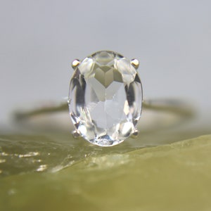 GOSHENITE - Genuine Clean & Bright Goshenite .925 Sterling Silver Solitaire Ring
