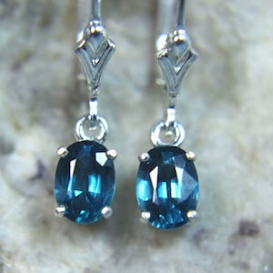Teal Blue Kyanite Earrings: .925 Sterling Silver Dangle Earrings