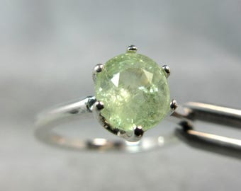 Grossular Garnet Ring Genuine Green Sterling Silver Solitaire size 6.0