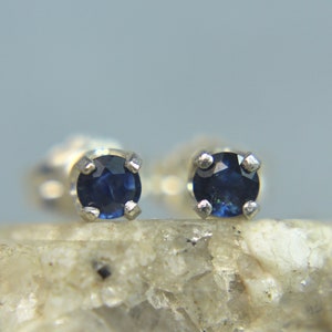 SAPPHIRE - Genuine Blue Sapphire .925 Sterling Silver Stud Earrings September Birthstone