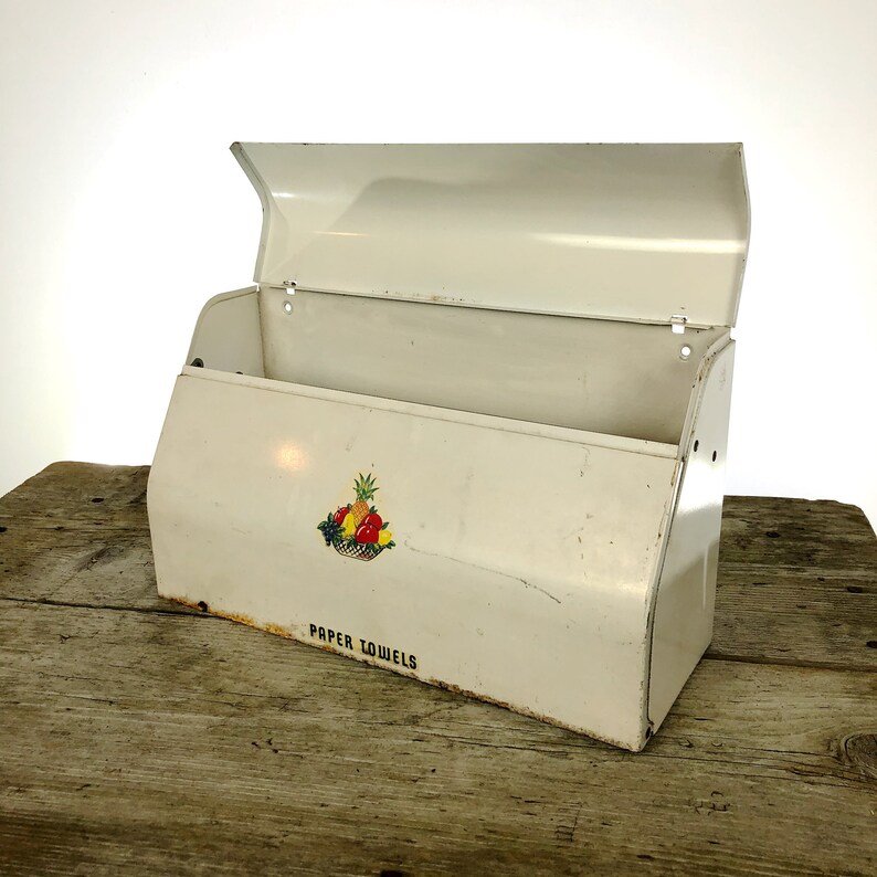 Vintage Paper Towels Waxed Paper Holder Wall Mounted Dispenser W/fruit