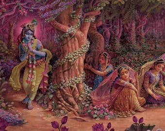 Gopi-Gita Giclee Canvas Art Print / Radha Krsna