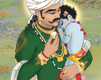 Comforting Little Krsna / art print / nursery art / children's room