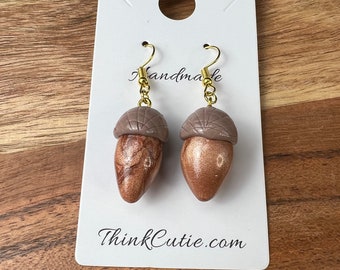 Handmade Polymer Clay Acorn Earrings